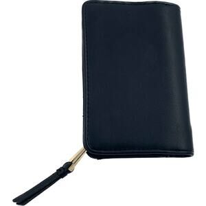 Small Black Wallet Womens Zipper Snap Card Slots Coin Pocket Smooth Window Slot